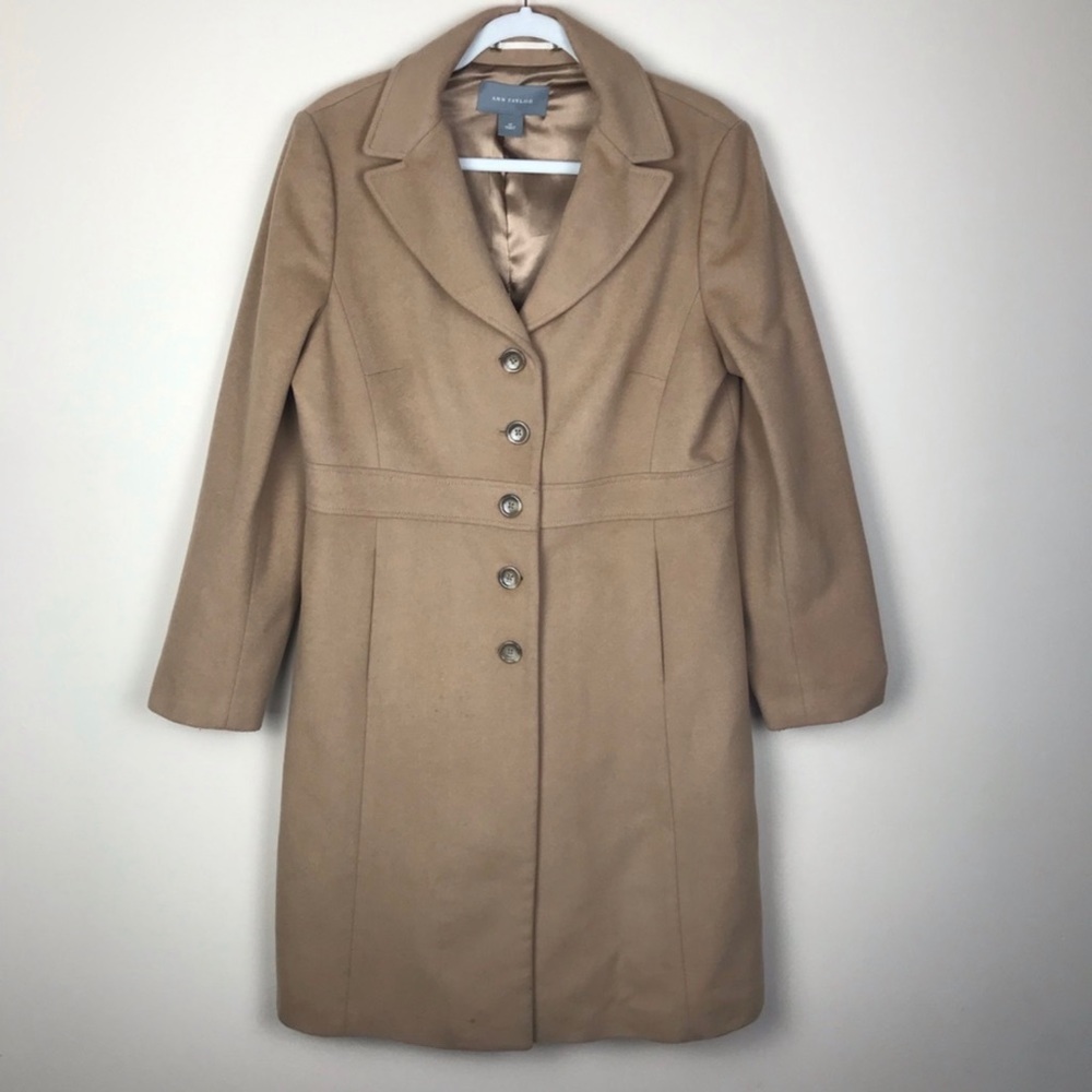 Ann Taylor Camel Wool Coat Size 12